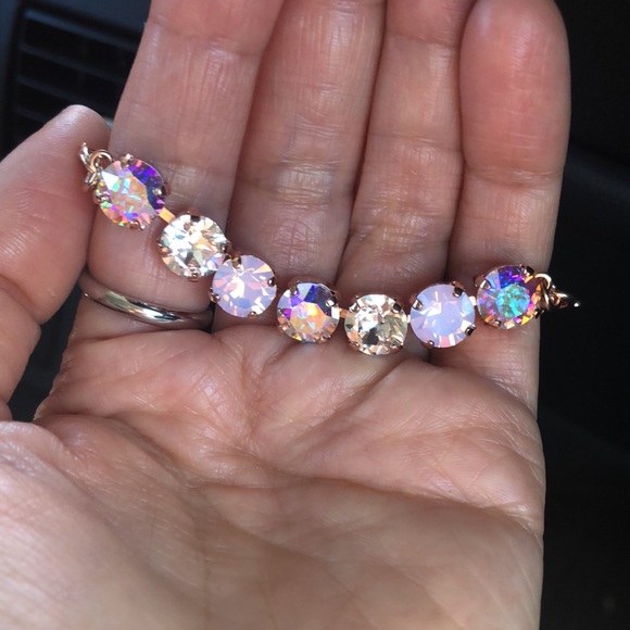 Aurora Borealis, Classic Crystal + Pink Opal Bracelet - Picture 5 of 15